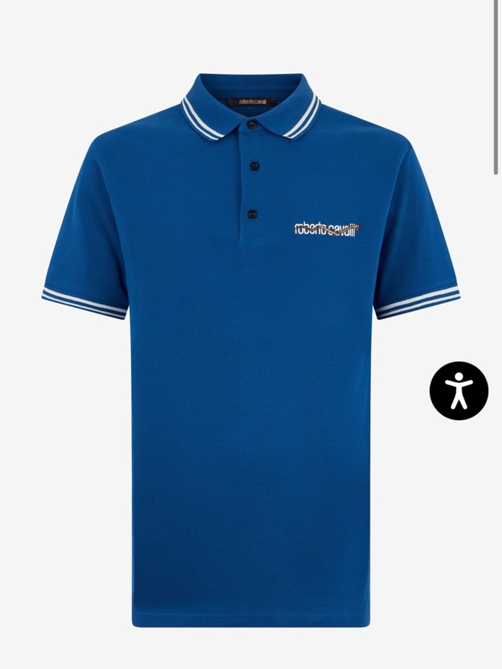 Roberto Cavalli Men’s Marble Print Polo | Blue | Medium | P2P:21"| NWT / W-COA